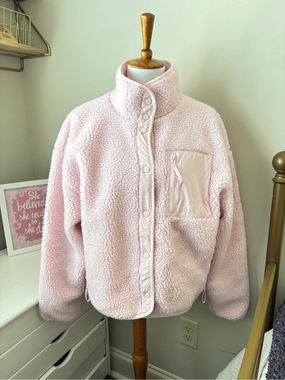 Women’s Pink Sherpa Fleece Jacket